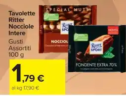 Carrefour Tavolette Ritter Nocciole Intere offerta