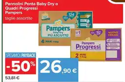 Carrefour Pannolini Penta Baby Dry o Quadri Progressi Pampers offerta