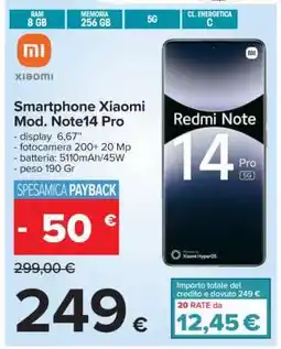 Carrefour Smartphone Xiaomi Mod. Note14 Pro offerta