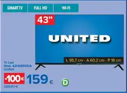 Carrefour Tv Led Mod. 43HS89VDA United offerta