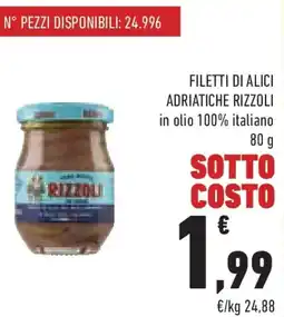 Conad Filetti di alici adriatiche rizzoli in olio 100% italiano offerta