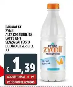 Deco Supermercati Parmalat zymil alta digeribilità latte uht senza lattosio buono digeribile offerta
