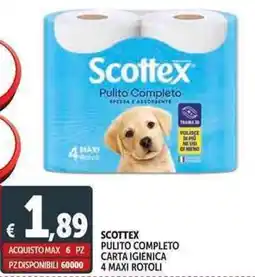 Deco Supermercati Scottex pulito completo carta igienica 4 maxi rotoli offerta