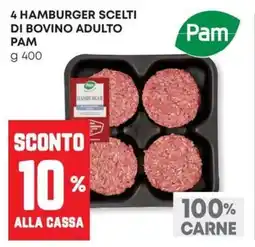 Panorama 4 hamburger scelti di bovino adulto PAM offerta
