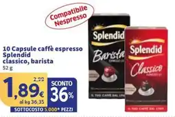 Sigma 10 Capsule caffè espresso Splendid classico, barista offerta