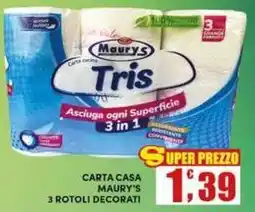 Maury's Carta casa maury's 3 rotoli decorati offerta