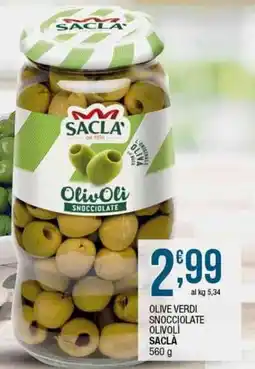 Sidis Olive verdi snocciolate olivoli SACLÀ offerta