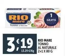 Deco Supermercati Rio mare tonno al naturale offerta