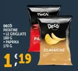 Deco Supermercati Decò patatine le grigliate paprika offerta