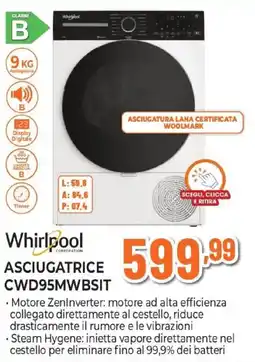 Expert Whirlpool ASCIUGATRICE CWD95MWBSIT offerta