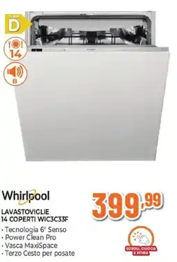 Expert Whirlpool LAVASTOVIGLIE 14 COPERTI WIC3C33F offerta