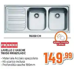 Expert FRANKE LAVELLO 2 VASCHE 116X50 RRX621LHDC offerta