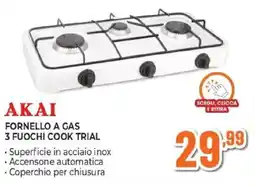 Expert Akai fornello a gas 3 fuochi cook trial offerta