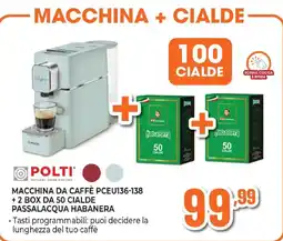 Expert Polti macchina da caffè pceu136-138 + 2 box da 50 cialde passalacqua habanera offerta