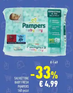 Conad Superstore Salviettine baby fresh PAMPERS 140 pezzi offerta