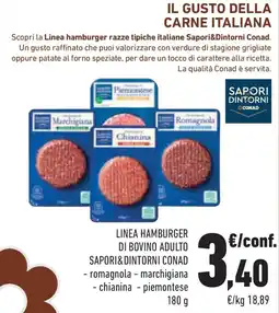 Conad Linea hamburger di bovino adulto SAPORI&DINTORNI CONAD offerta