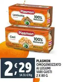 Deco Supermercati Plasmon omogeneizzato ai legumi offerta