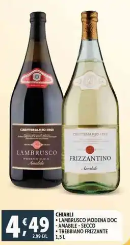 Deco Supermercati Chiarli lambrusco modena DOC - trebbiano frizzante offerta