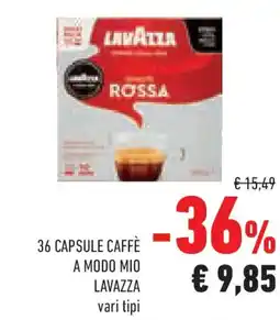 Conad 36 capsule caffè a modo mio LAVAZZA offerta