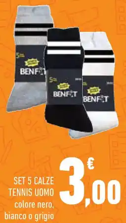 Conad Set 5 calze tennis uomo colore nero, bianco o grigio offerta