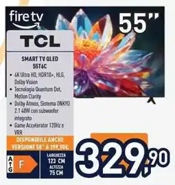 Unieuro TCL SMART TV QLED 55T6C offerta