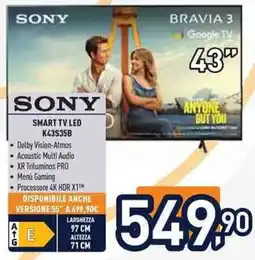 Unieuro SONY SMART TV LED K43S35B offerta