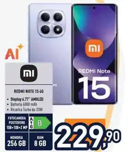 Unieuro Xiaomi REDMI NOTE 15 4G offerta
