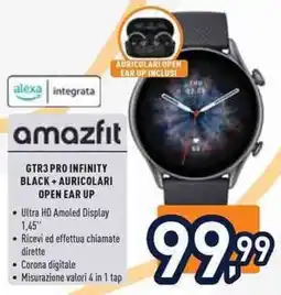 Unieuro Amazfit GTR3 pro infinity black auricolari open ear up offerta