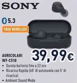 Unieuro SONY AURICOLARI WF-C510 offerta