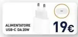 Unieuro Alimentatore usb-c da 20W offerta