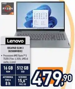 Unieuro Lenovo IDEAPAD SLIM 3 (82XQ00VBIX) offerta