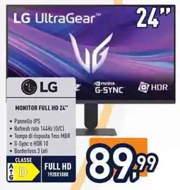 Unieuro LG MONITOR FULL HD 24" offerta