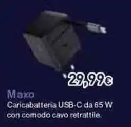 Unieuro Махо Caricabatteria USB-C da 65 W con comodo cavo retrattile offerta
