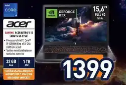 Unieuro acer GAMING ACER NITRO V 15 (ANV15-52-97GL) offerta