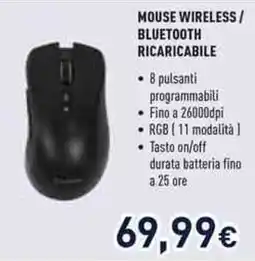 Unieuro ioplee mouse wireless / bluetooth ricaricabile offerta