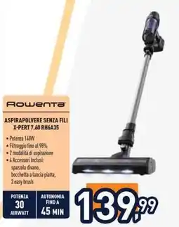 Unieuro Rowenta ASPIRAPOLVERE SENZA FILI X-PERT 7.60 RH6A35 offerta