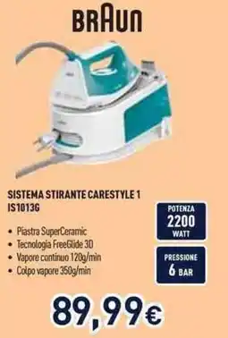 Unieuro BRAUN SISTEMA STIRANTE CARESTYLE 1 IS1013G offerta