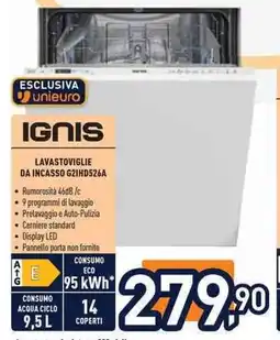 Unieuro IGNIS LAVASTOVIGLIE DA INCASSO G2IHD526A offerta