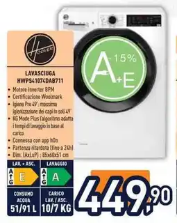 Unieuro Hoover LAVASCIUGA HWPS41074DAB711 offerta