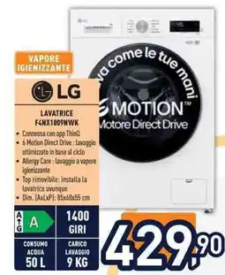 Unieuro LG LAVATRICE F4NX1009NWK offerta