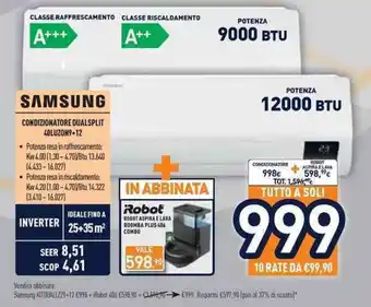 Unieuro SAMSUNG CONDIZIONATORE DUALSPLIT 40LUZON9+12 offerta