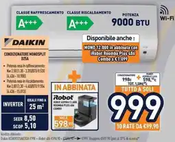 Unieuro DAIKIN CONDIZIONATORE MONOSPLIT D25A offerta
