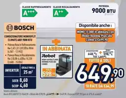 Unieuro BOSCH CONDIZIONATORE MONOSPLIT CLIMATE 6001 9000 BTU offerta