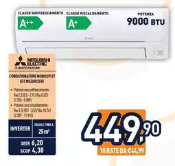 Unieuro MITSUBISHI ELECTRIC CONDIZIONATORE MONOSPLIT KIT MSZHR25VF offerta