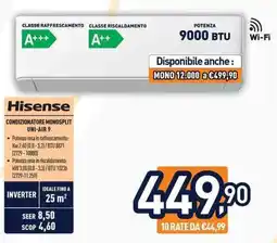 Unieuro Hisense CONDIZIONATORE MONOSPLIT UNI-AIR 9 offerta