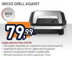Unieuro Moulinex inicio grill adjust Griglia elettrica Mod. G1272D offerta