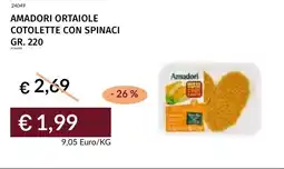 Prezzemolo e Vitale Amadori ortaiole cotolette con spinaci offerta