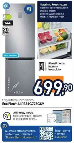 Unieuro SAMSUNG Frigorifero Combinato EcoFlex Al RB34C775CS9 offerta