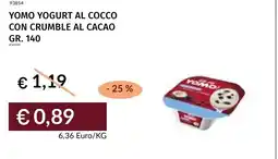 Prezzemolo e Vitale Yomo yogurt al cocco con crumble al cacao offerta