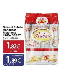 Docks Cash&Carry Grissini Rubatà Monodose Ristorante LINEA DERBY offerta